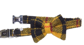 Tweed tartan yellow black collar