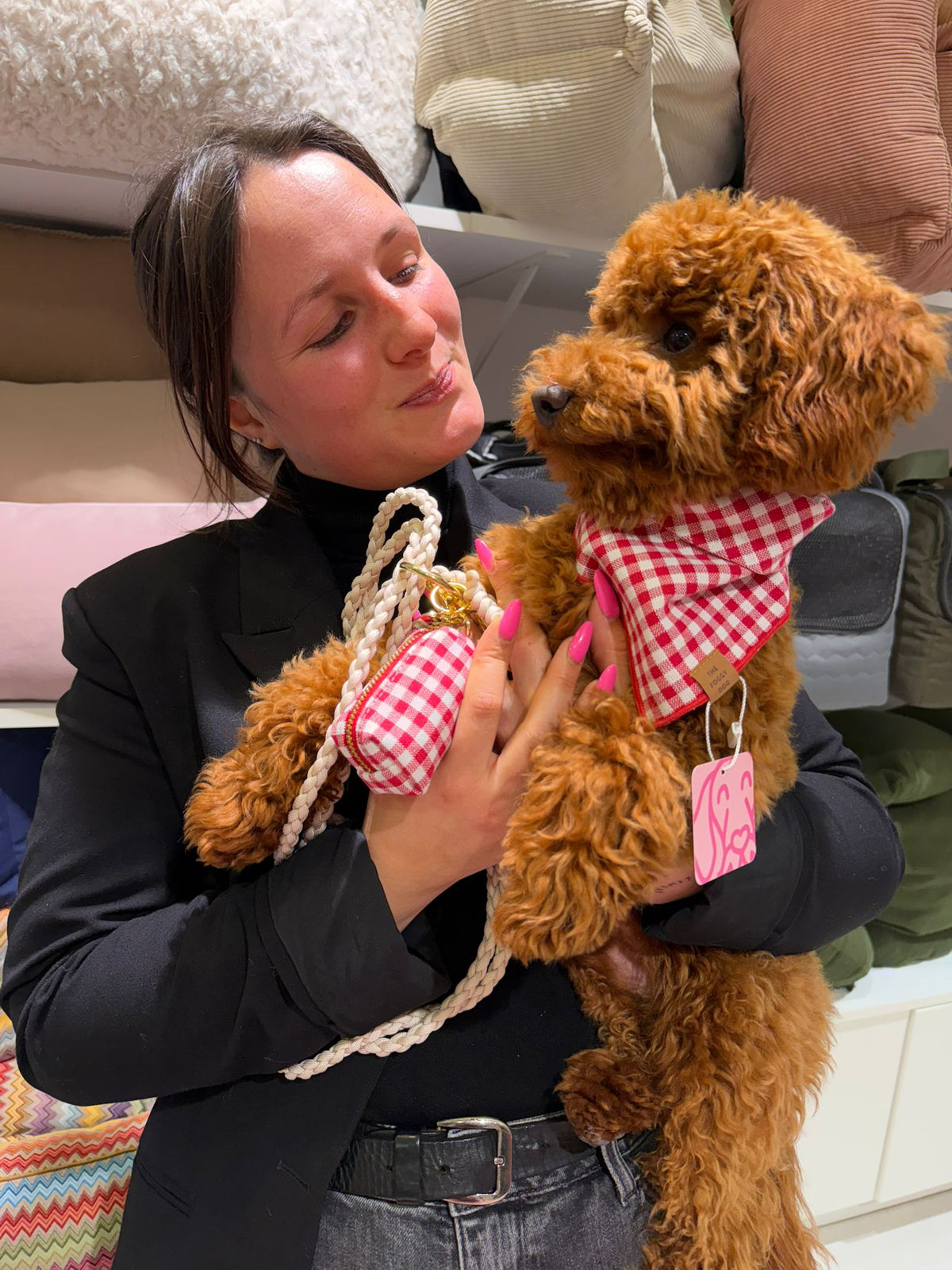 Gingham red poepzakhouder