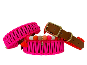 Collar classico arancione neon - Biothane Cognac