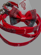 Tweed tartan red gray white set