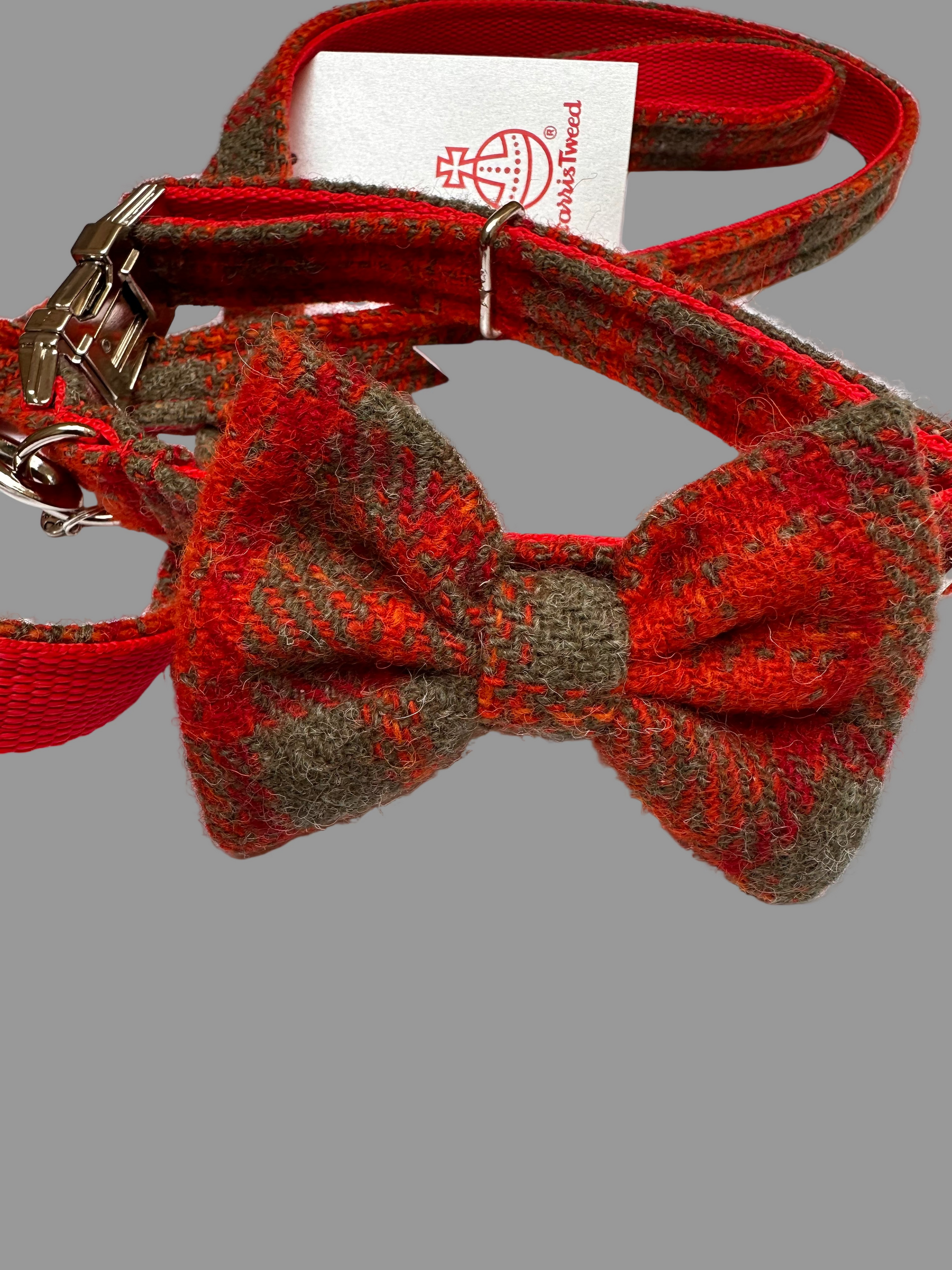 Ensemble tartan tweed rouge gris orange