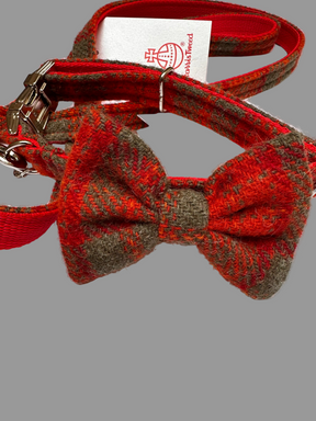 Ensemble tartan tweed rouge gris orange