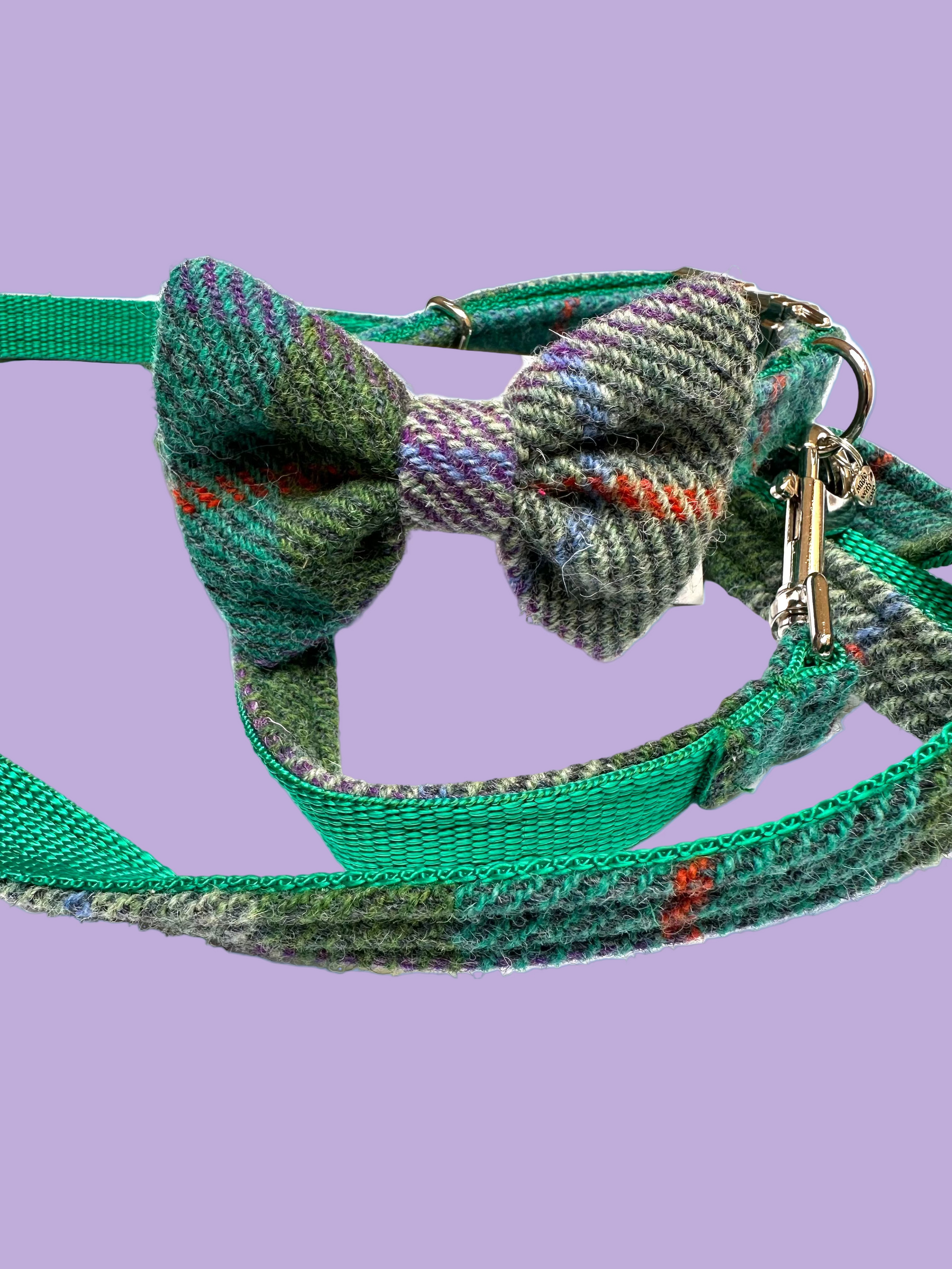 Tweed tartan green purple set