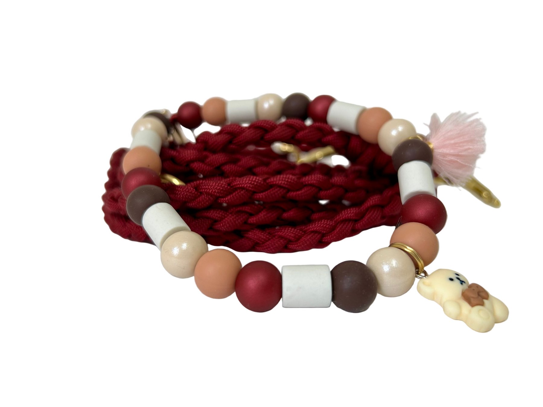 Anti-teken kralenband - Teddy Burgundy