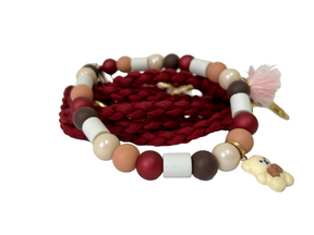 Anti-teken kralenband - Teddy Burgundy