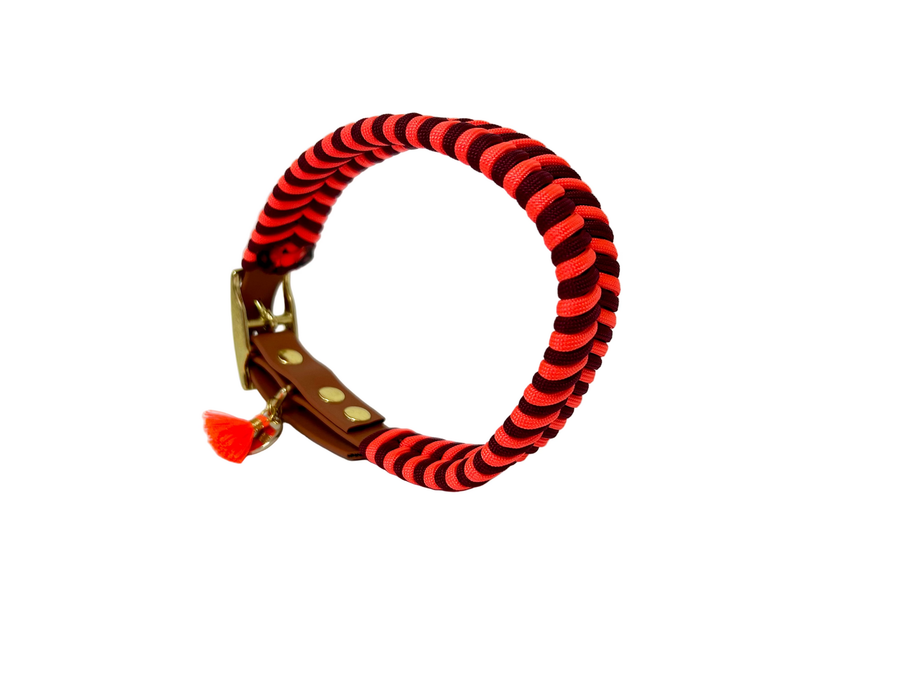 V-Woven Burgundy meets orange halsband