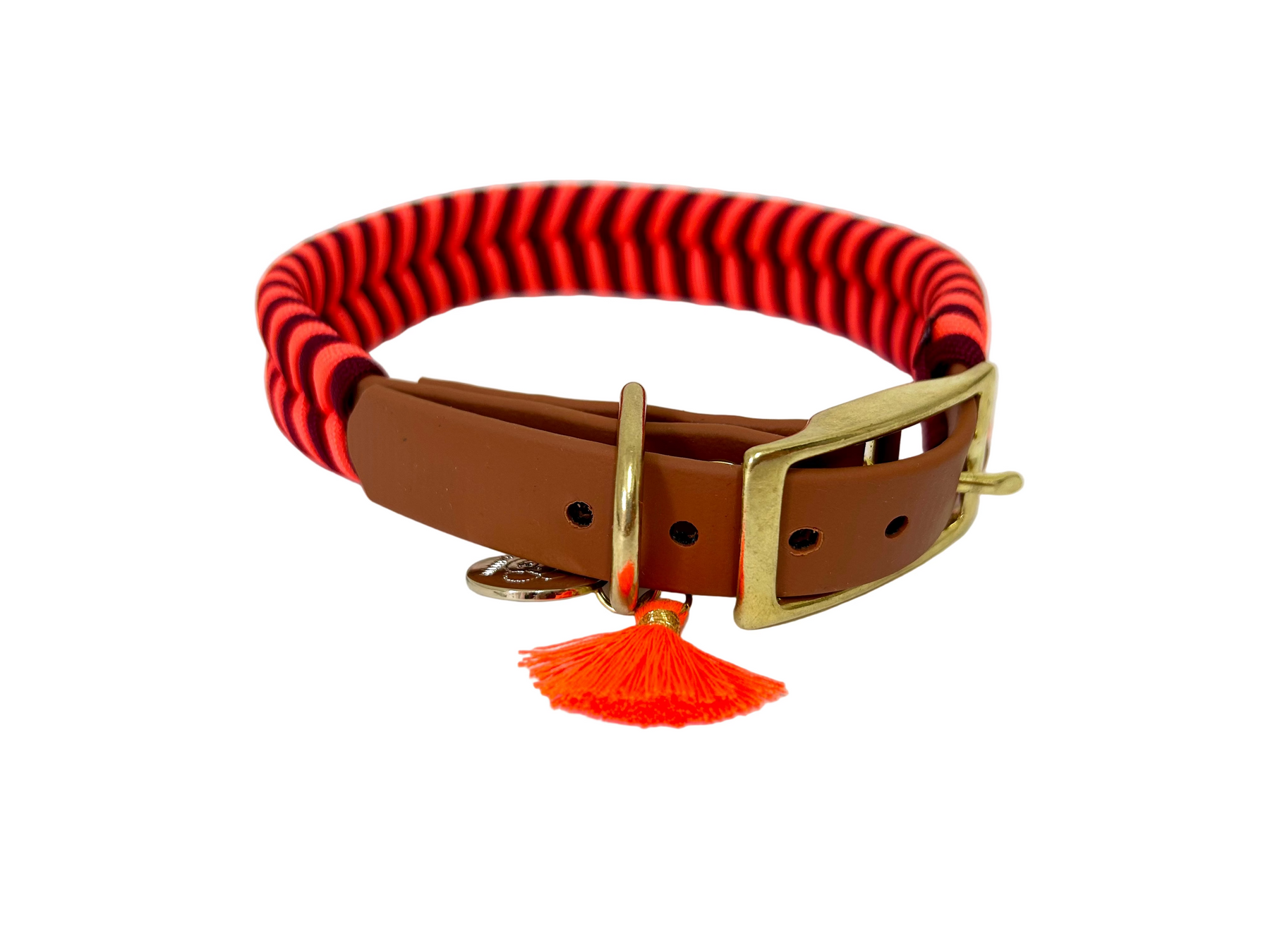 V-Woven Burgundy meets orange halsband