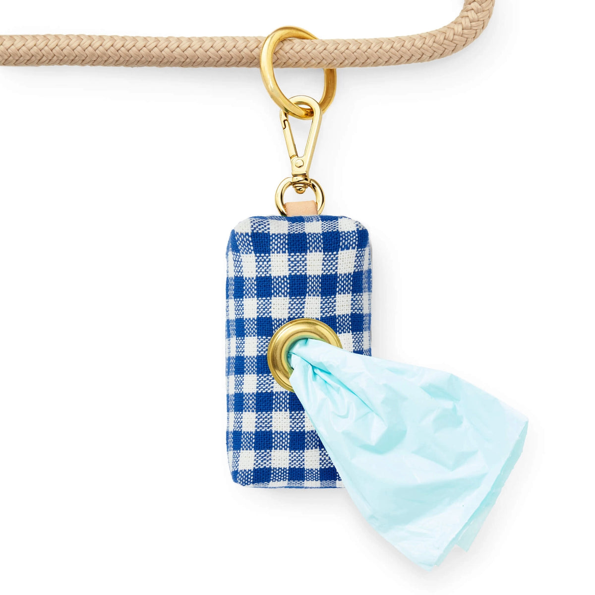 Gingham Blue Poop Pocket Holder