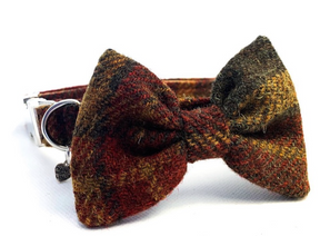 Set aus Tweed-Tartan in Kastanie und Senf