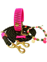 Neon Pink Classic collar - Green Biothane