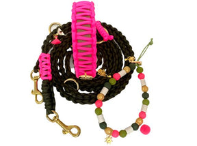 Neon Pink Classic collar - Green Biothane