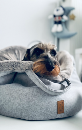 Panier de luxe à sanglier - Gris clair en cuir artificiel naturel