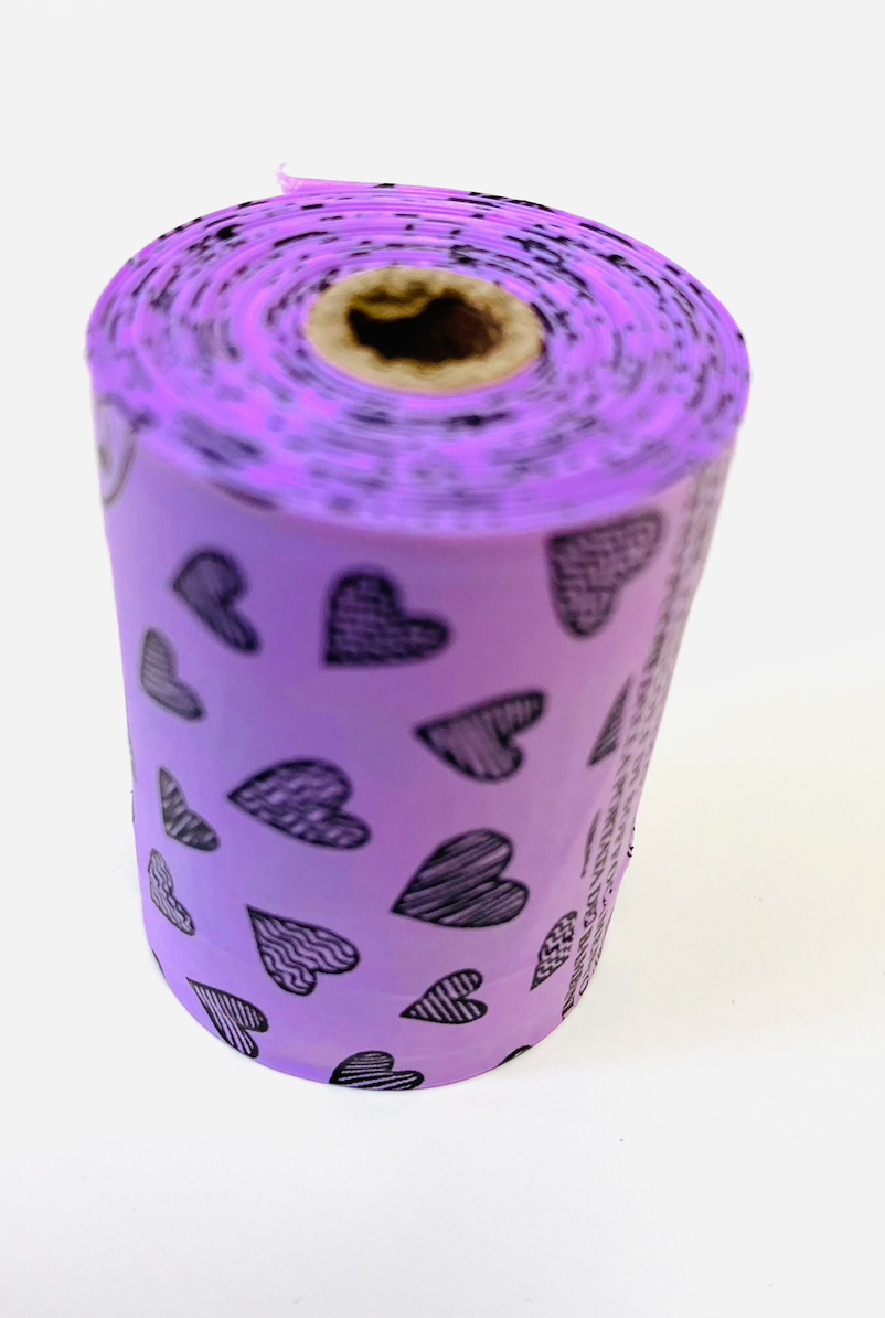 Mini nano poop bag roll Purple Heart