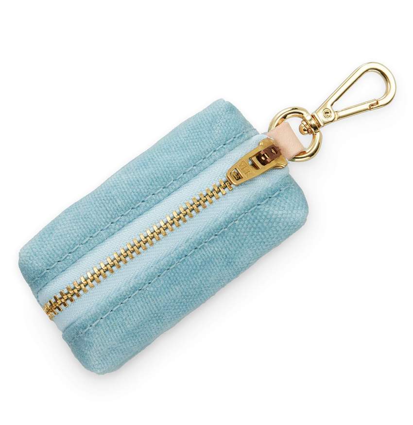 Waxed Powder Blue Poop bag holder